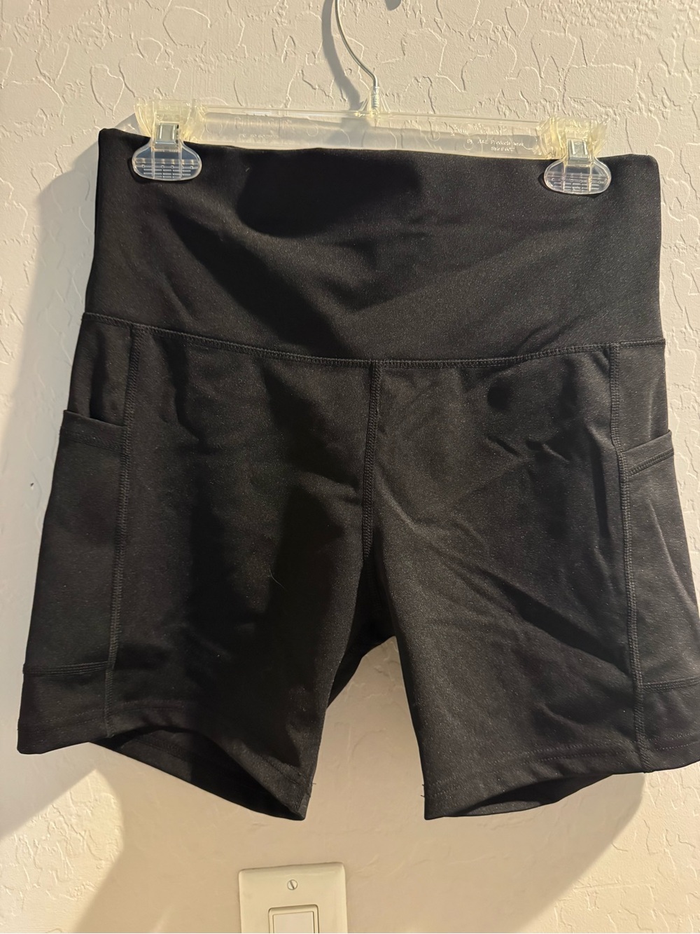 Women’s High-Waist Black Athletic Shorts with Side Pockets